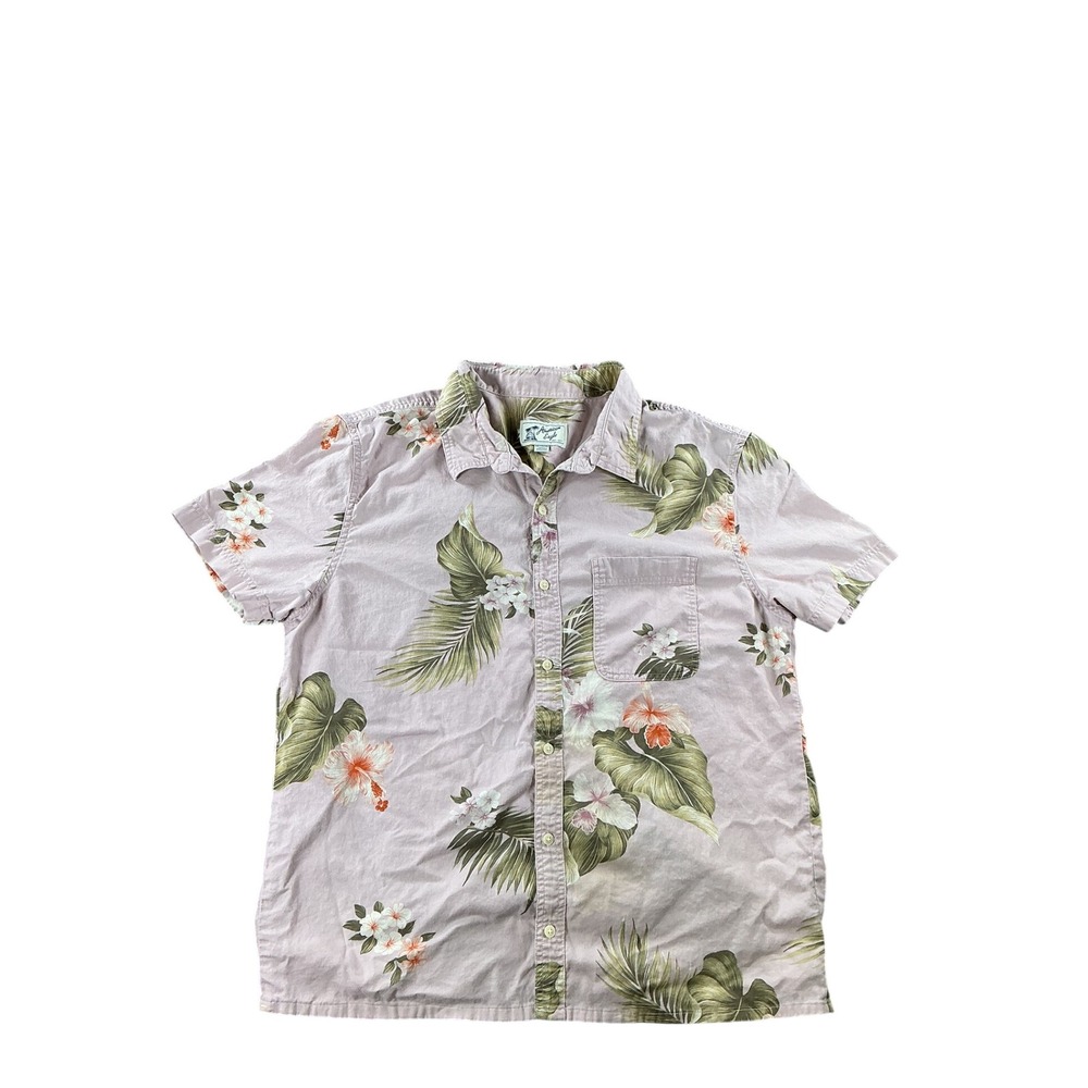 American Eagle Mens XXL Tropical Floral Palm Print Short Sleeve Button Down